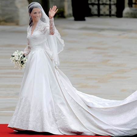 Kate Middleton in her amazing gown made by Sarah Burton